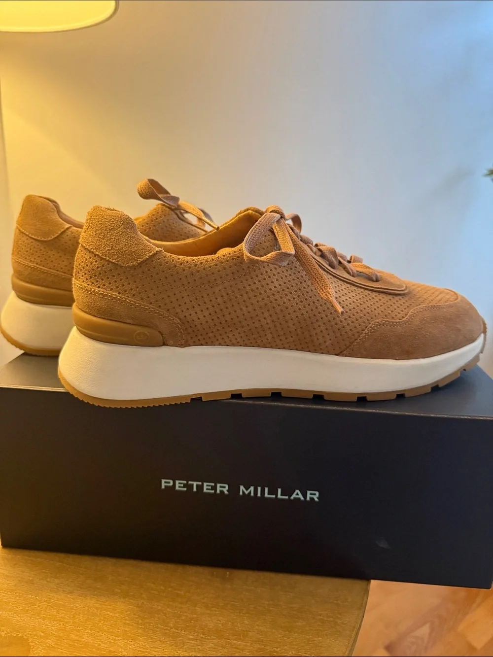 Peter Millar Brown Suede Perforated Men's Sneakers